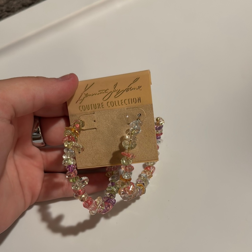 Multicolor Beaded Hoop Earrings